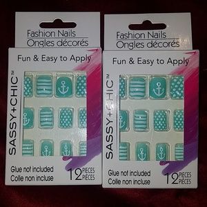 2 Sets Nautical Anchor Blue Glue On Fingernails